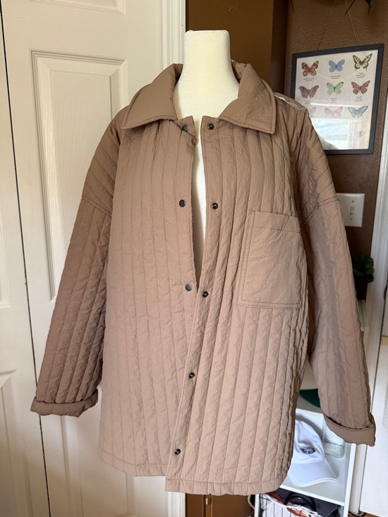 Old Navy Jackets & Blazers - NWT Old Navy Quilted Lightweight Puffer Tan Oversized Snap-Front Jacket / XXL